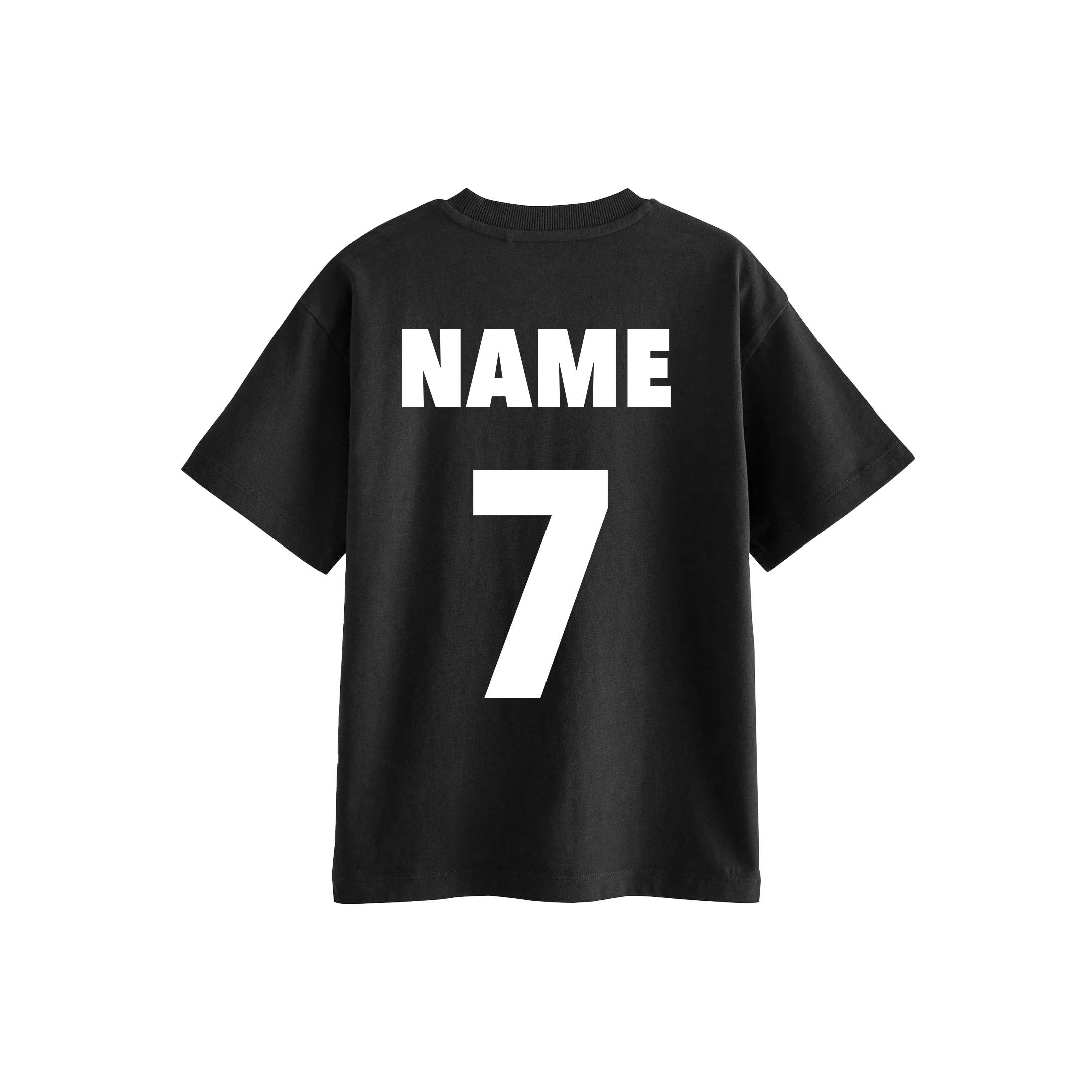 KINDER T-SHIRT MIT NAMEN UND NUMMER SCHWARZ