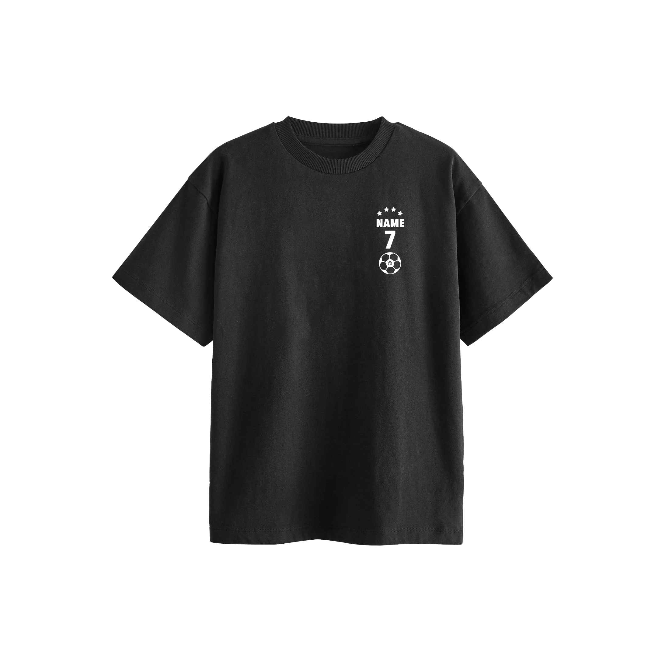 KINDER T-SHIRT MIT NAMEN UND NUMMER SCHWARZ